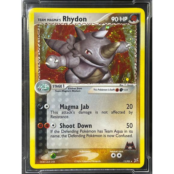 2004 Rhydon #11 Pokémon EX Team Magma vs Team Aqua ArenaClub Graded MINT 9 - Picture 3 of 4
